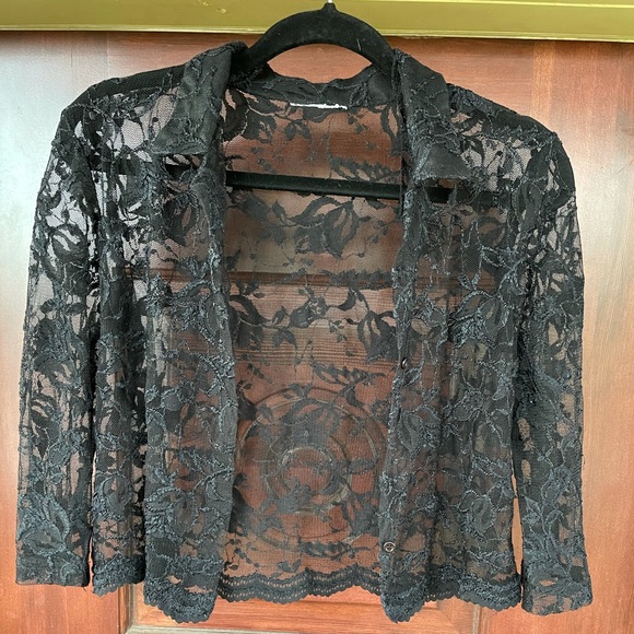 Vintage Tops - Vintage Black Lace Blouse Top